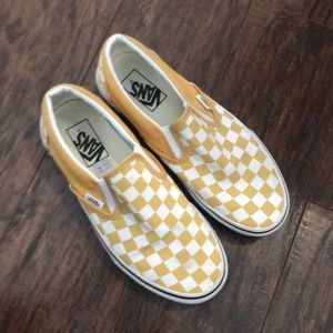 Mustard color checkered VANS